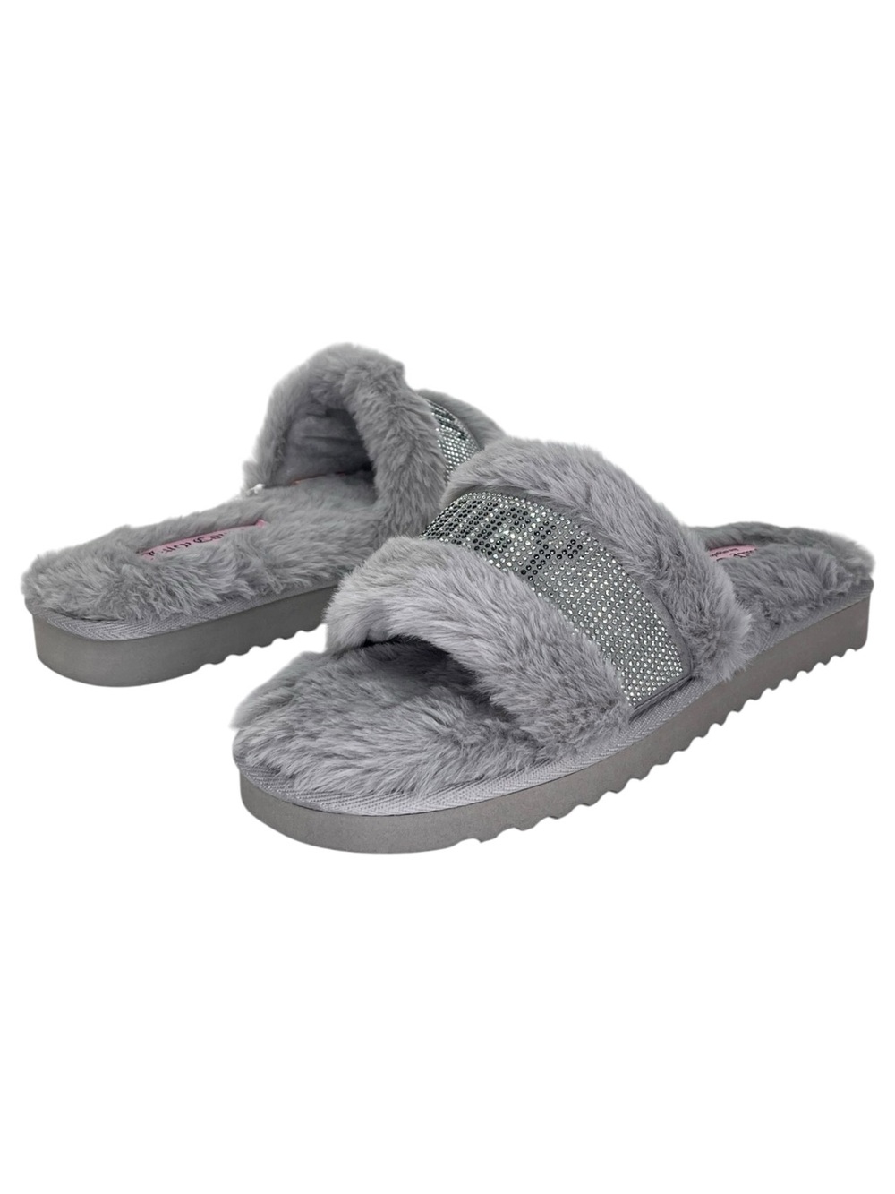 Juicy Couture Halo Grey Faux Fur Womens Sandals Size 10M - Picture 10 of 12